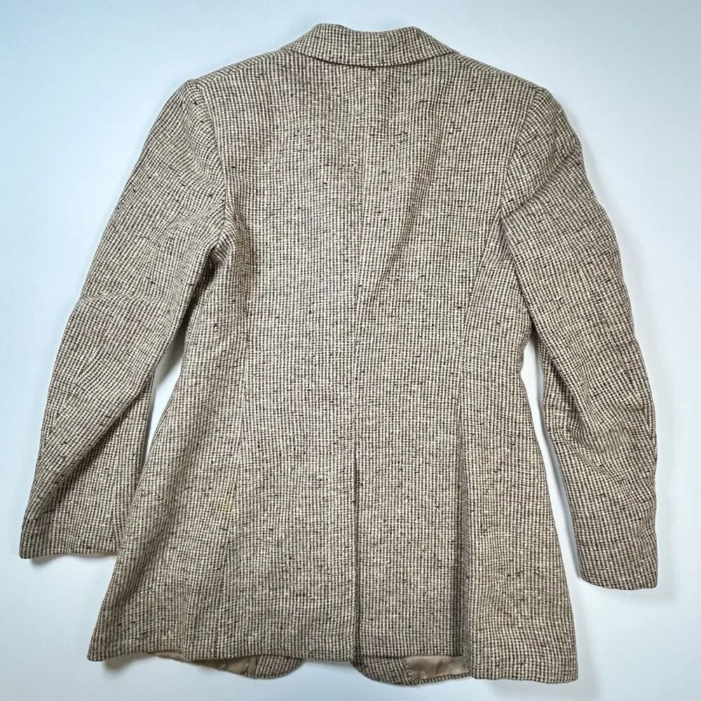 True Vintage 50s Tweed Jacket Blazer Womens XS Brown Cream Sandra Sirianni